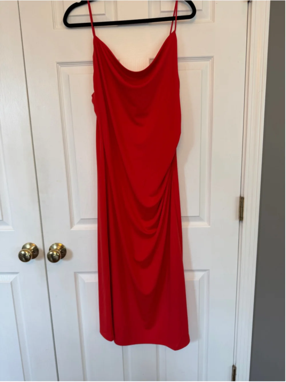 h&m dresses red Ladies - Dark Bow-back dress - Size: XL a wide foldover at the top and a flared skirt. Women's Bright red Tiered Fine-Knit